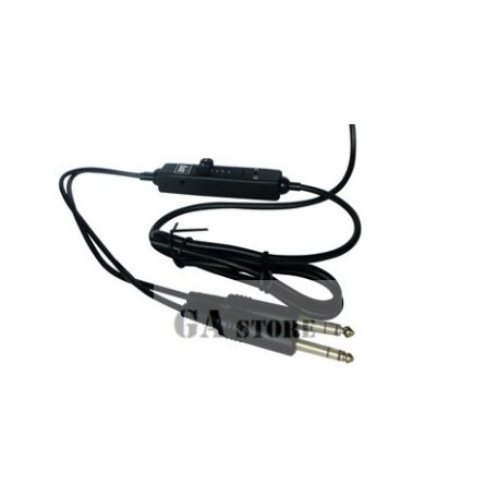 Aircraft Headphone Cable, Stereo - Volume Control 