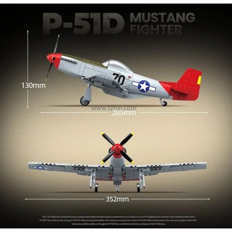 P-51D MUSTANG, Repülőgép építő játék, 100278