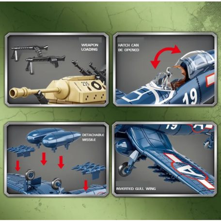 F4 CORSAIR + TANK, Repülőgép építő játék, 98304