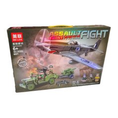   P-51 MUSTANG + JEEP Löveggel, Repülőgép építő játék, 98306